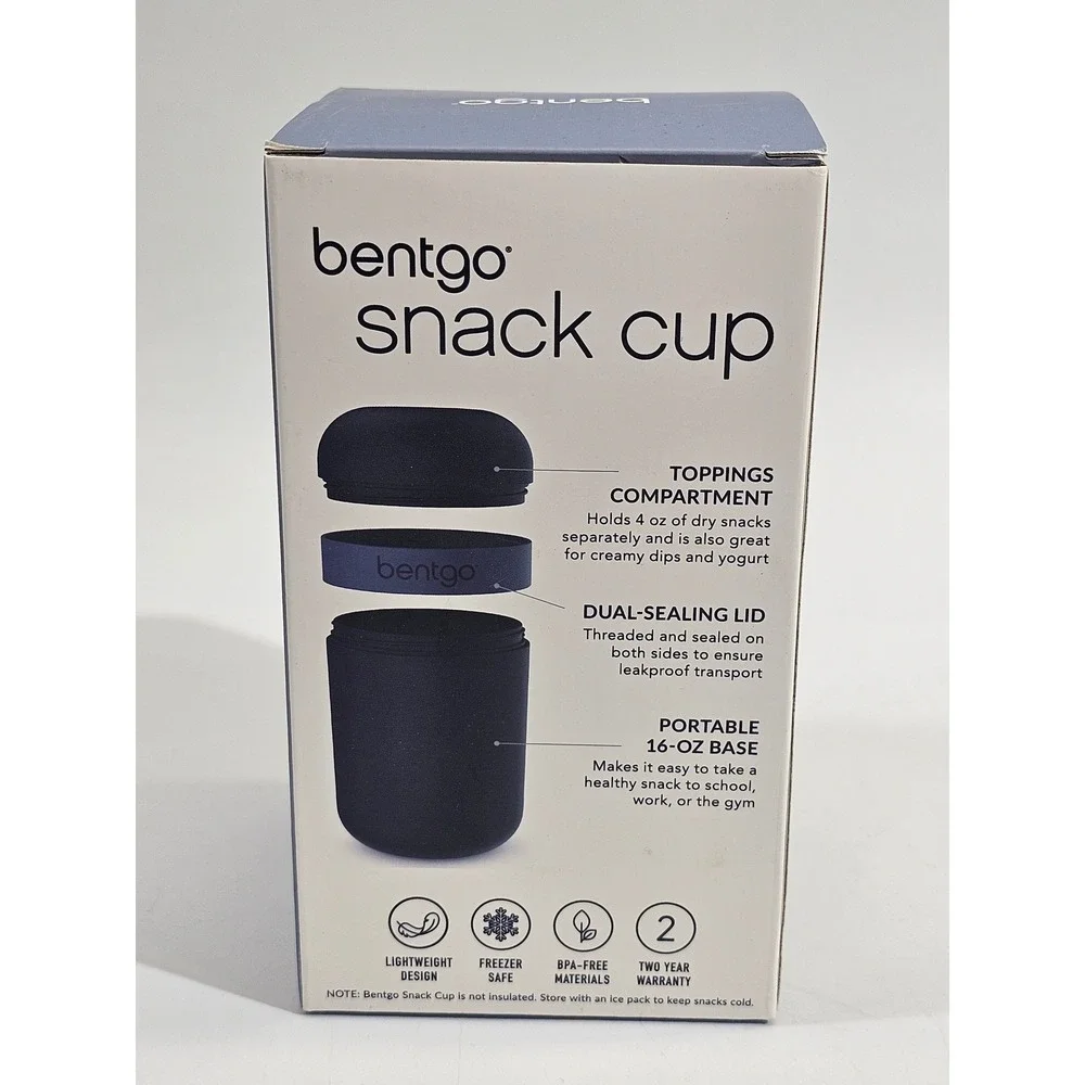 Bentgo‎ Snack Cup 16oz Base 4oz Toppings Blue BGSNKCP-N Leak-Proof New in Box